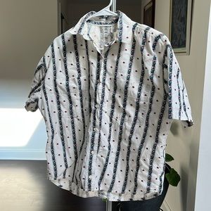 Vintage Floral Soft Padded Boxy Type Women’s Button Down Polo Shirt Size Medium